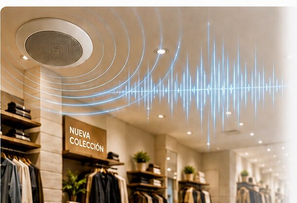 Audio ambiental instalado en una tienda