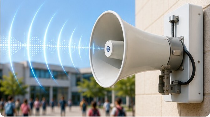 Altavoz de megafonía para avisos programados